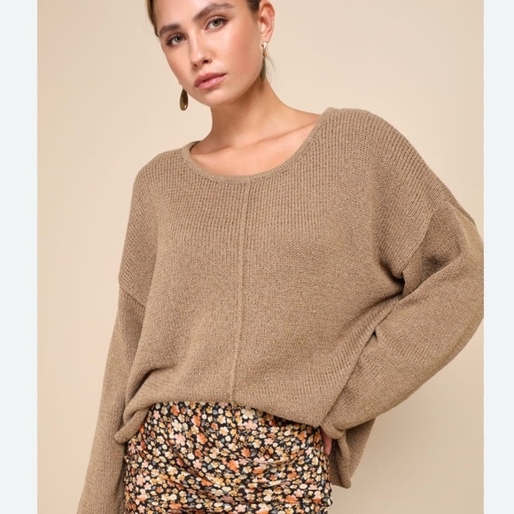 Lulus Woman Brown oversized knit sweater M acrylic bohemian shabby chic casual - Picture 1 of 14